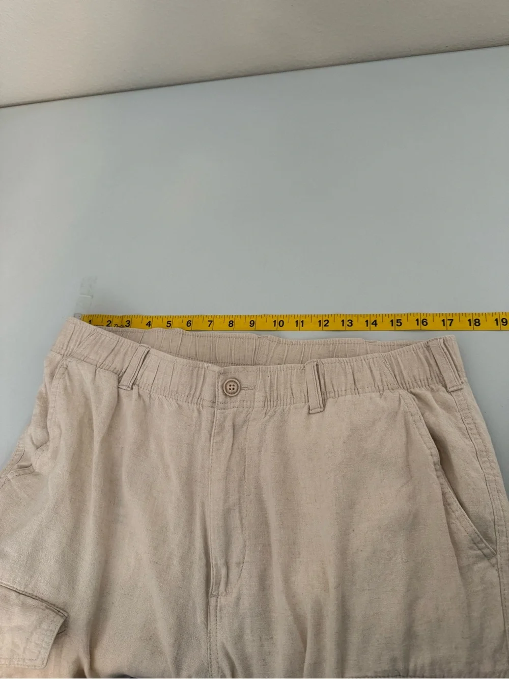 Roundtree & Yorke Linen Blend Mens Cargo Pants Costal Beachy Neutral